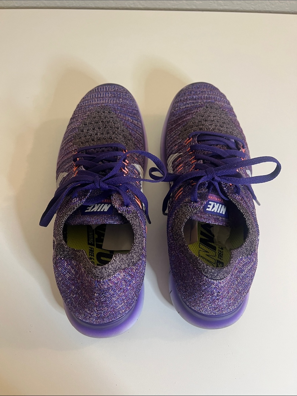 Nike Women’s Purple Knit Running Shoes with White Swoosh - Picture 3 of 5